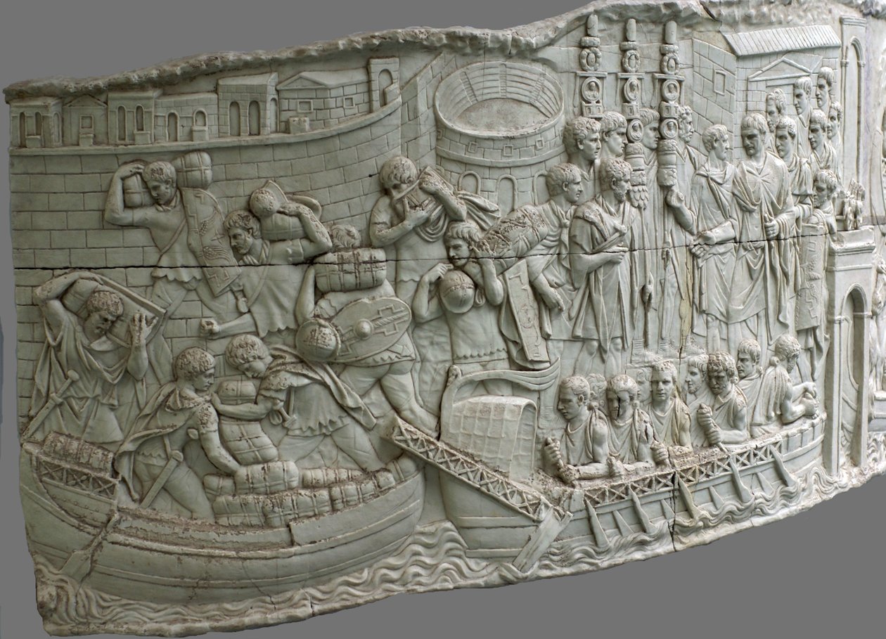 De Romeinse galeien. Reliëfdetail van Trajans Zuil, 1e-2e eeuw door Classical Antiquities