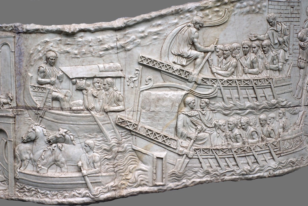 De Romeinse galeien. Reliëf detail van Trajans Zuil, 1e-2e eeuw door Classical Antiquities
