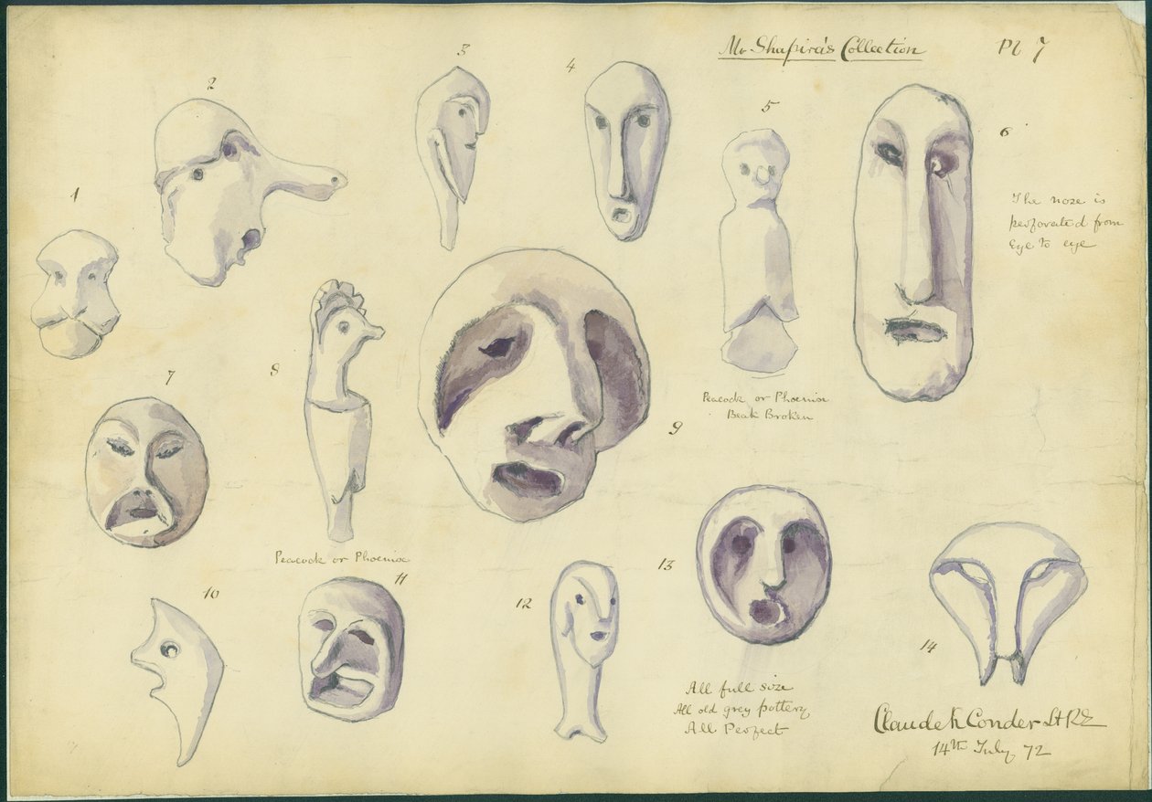 Idolen uit de Collectie van de heer Shapira, plaat 7, 1872 door Claude Conder