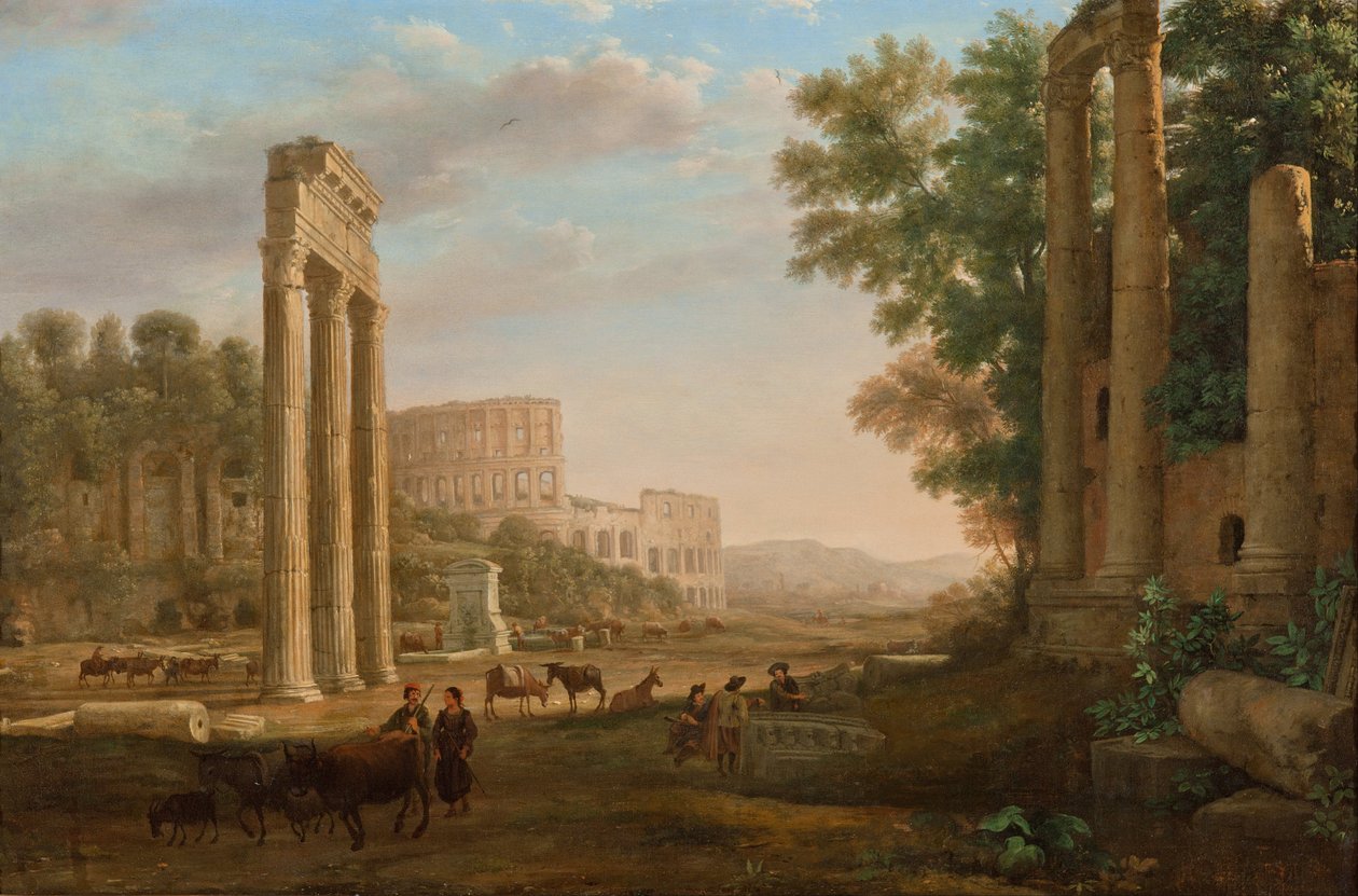 Capriccio met ruïnes van het Romeinse Forum door Claude Lorrain