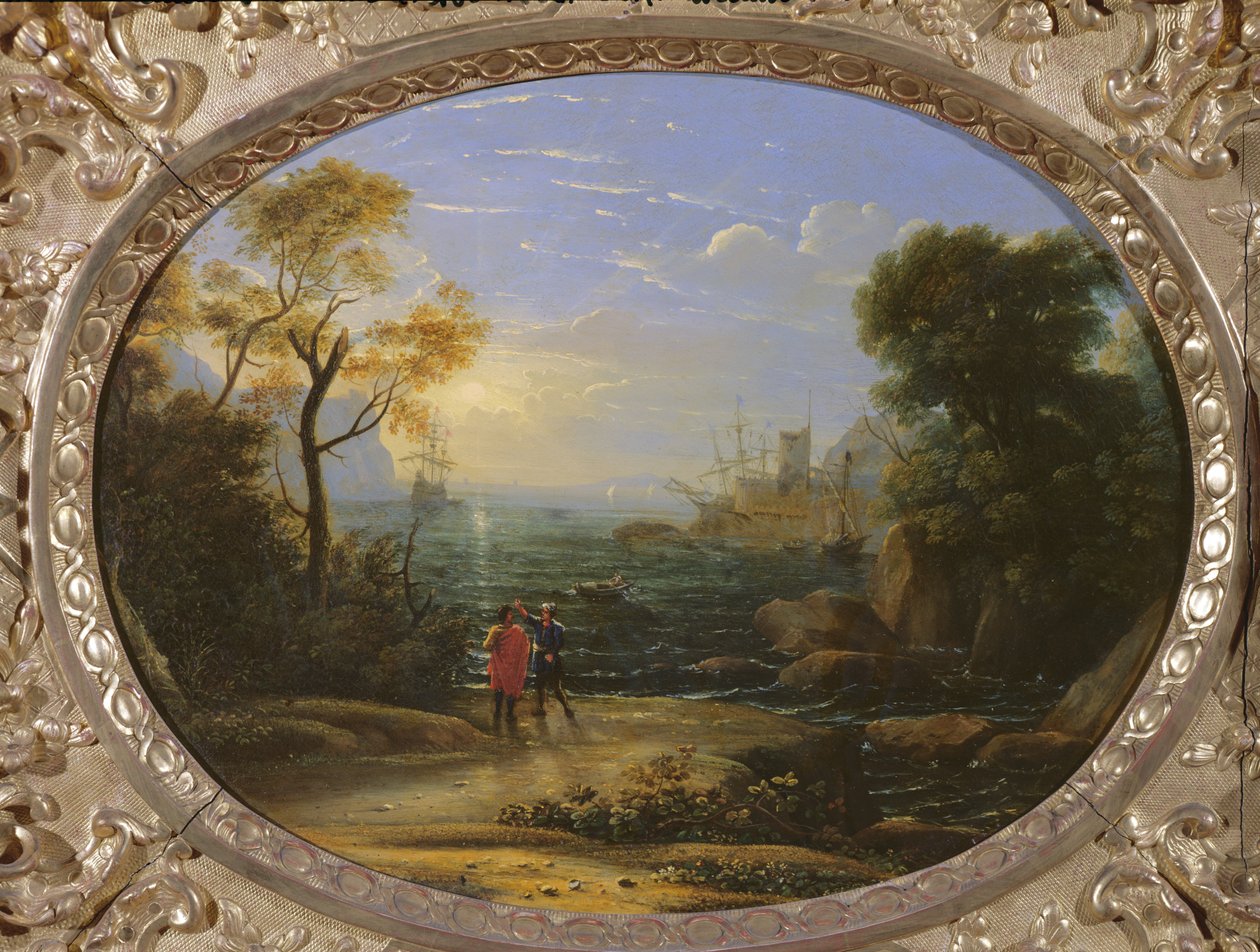 Kustlandschap bij zonsondergang door Claude Lorrain