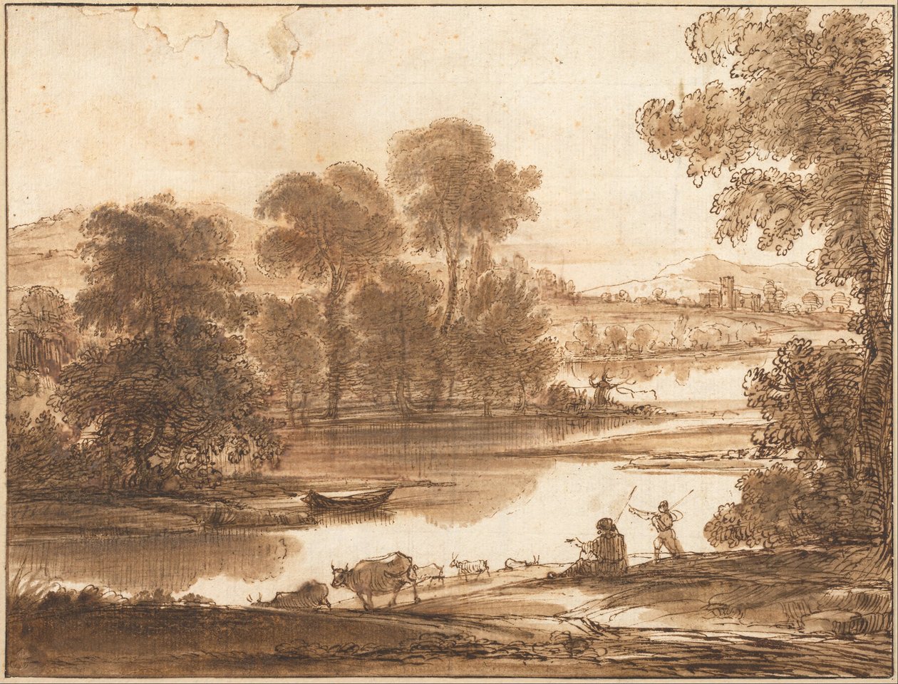 Vloedvlakte met Drinkplaats door Claude Lorrain