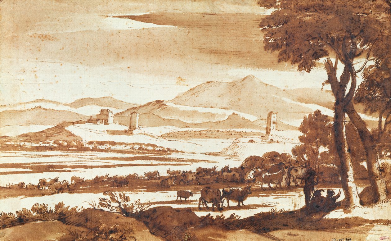 Landschap van het Romeinse platteland, 1643 door Claude Lorrain
