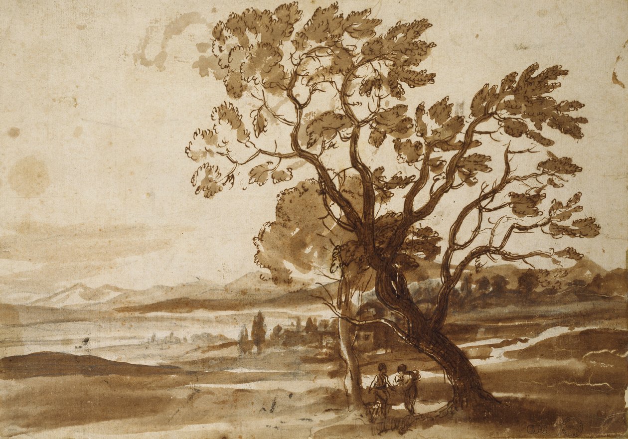 Landschap met twee Bomen, c.1638 door Claude Lorrain