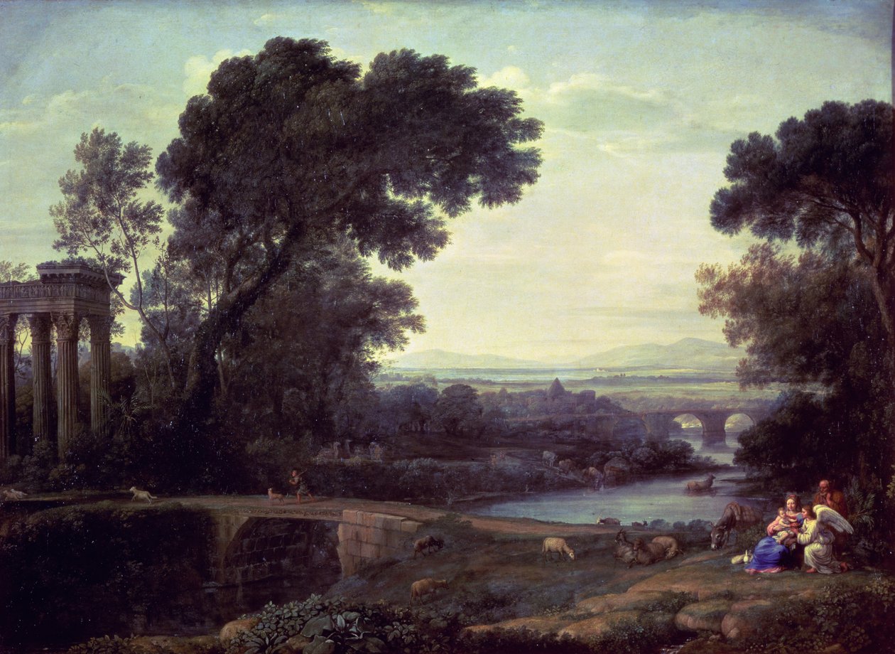 Middag of Landschap met de Rust tijdens de Vlucht naar Egypte, 1661 door Claude Lorrain