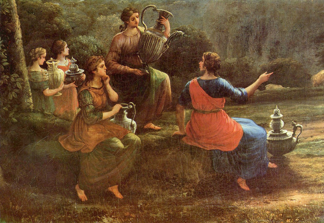 Gezicht op Delphi met een offerprocessie door Claude Lorrain