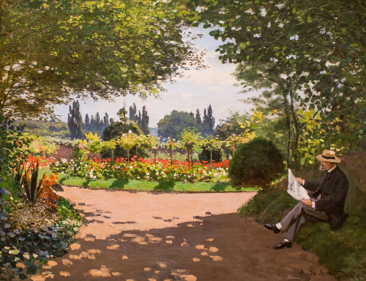 Adolphe Monet in de tuin van Le Coteau in Sainte-Adresse door Claude Monet