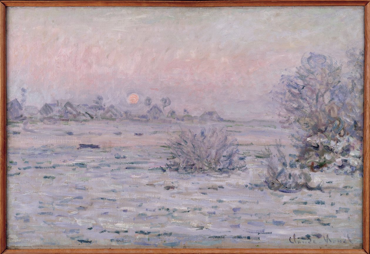 Sneeuwlandschap bij Schemering, 1879-80 door Claude Monet