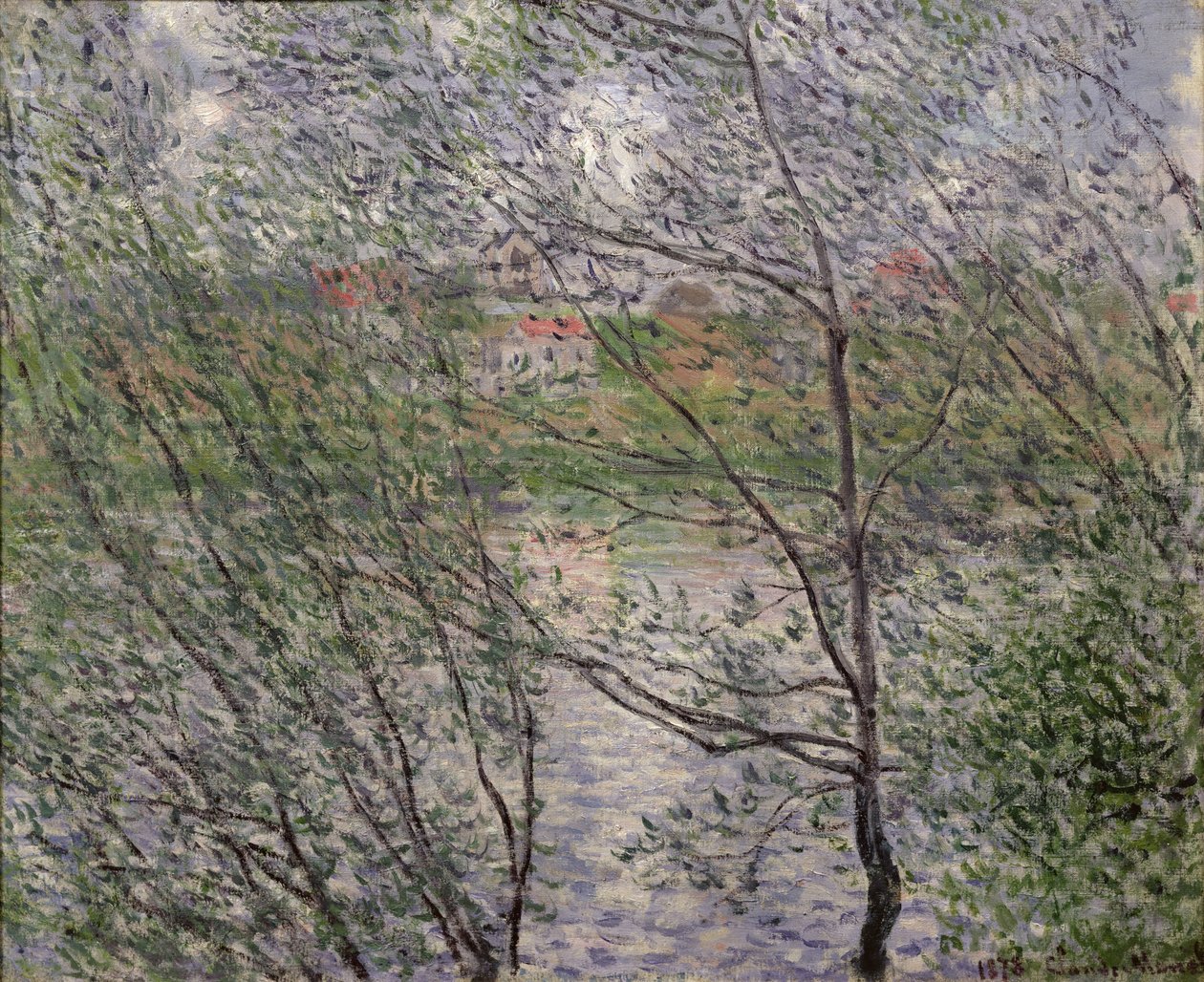 De Oevers van de Seine of, Lente door de Bomen, 1878 door Claude Monet