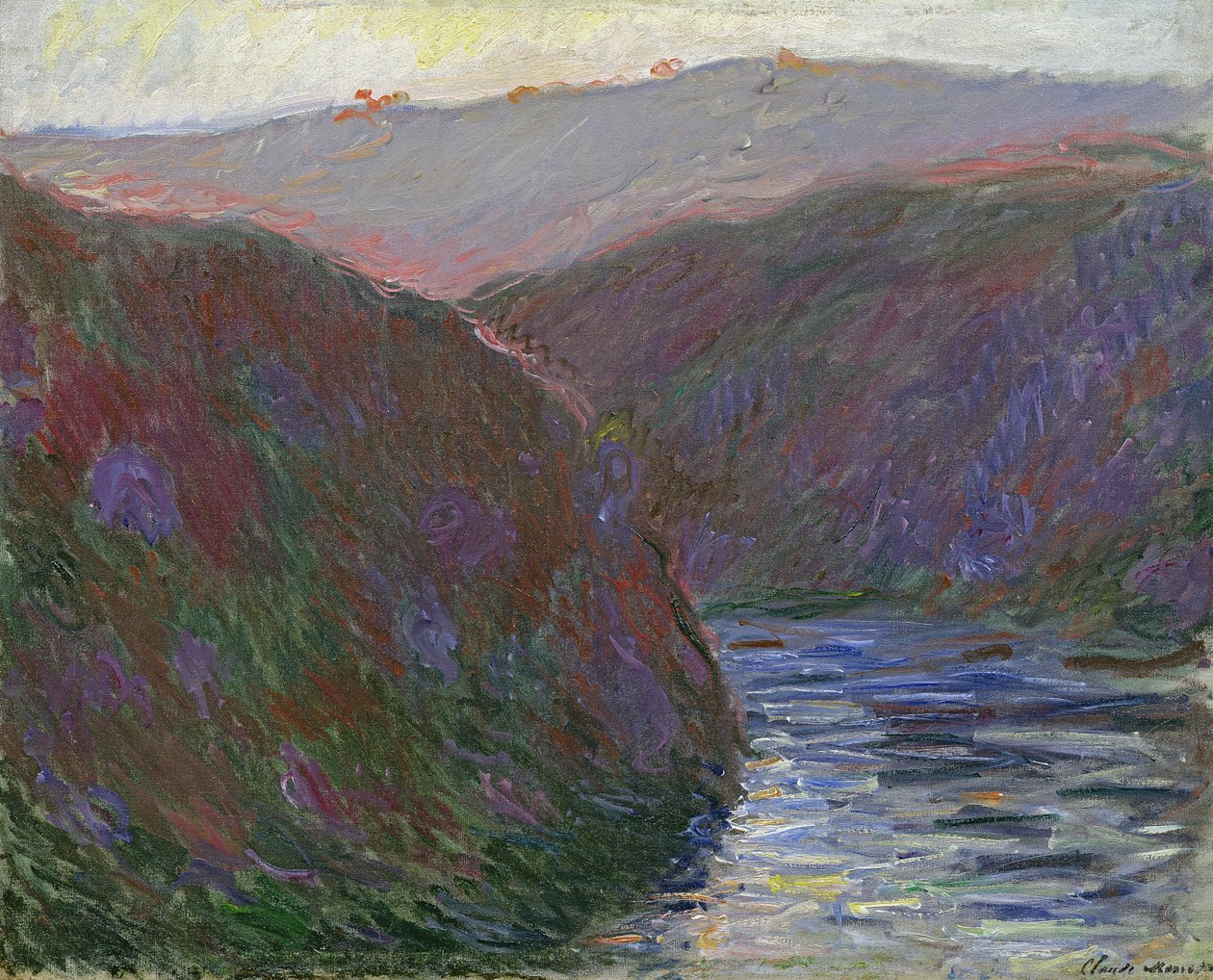 De Creuse-vallei, avondlicht, 1889 door Claude Monet