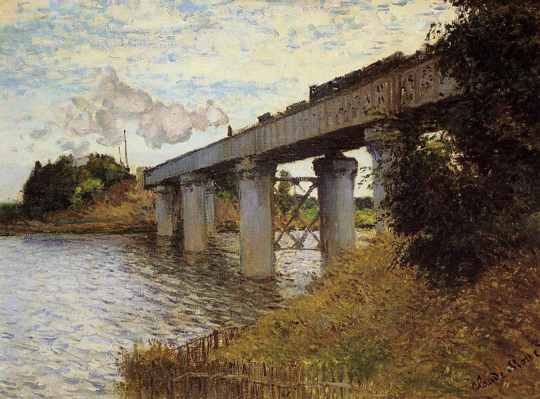 De spoorbrug bij Argenteuil door Claude Monet