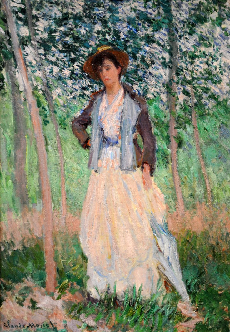 De wandelaar (Suzanne Hoschedé) door Claude Monet