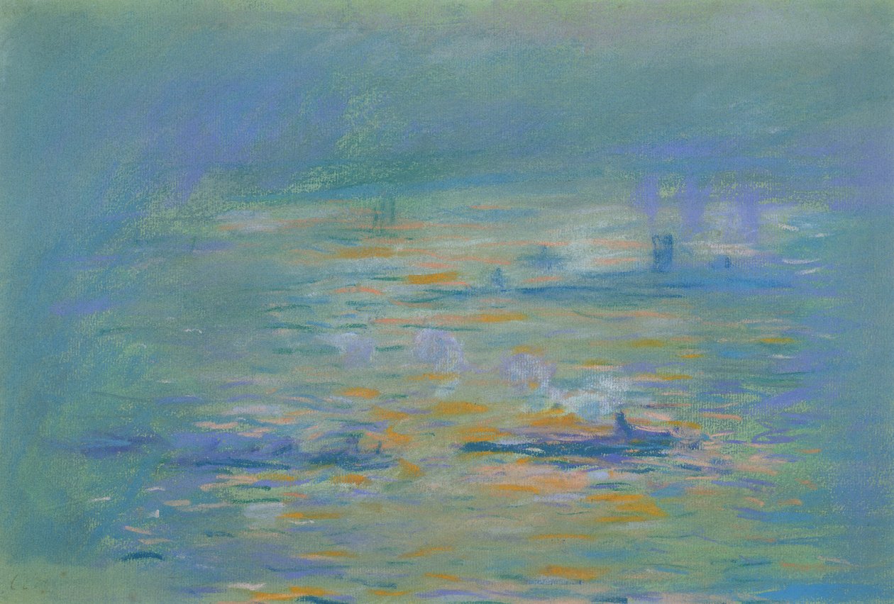 Sleepboten op de rivier de Theems door Claude Monet