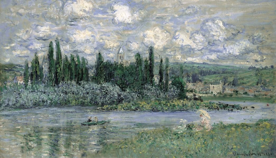 Uitzicht op Vetheuil sur Seine door Claude Monet