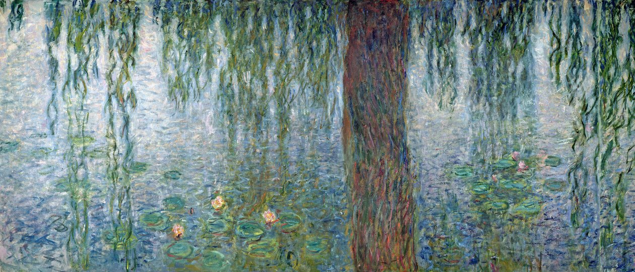Waterlelies: Ochtend met treurwilgen, detail van het linker gedeelte, 1915-26 door Claude Monet
