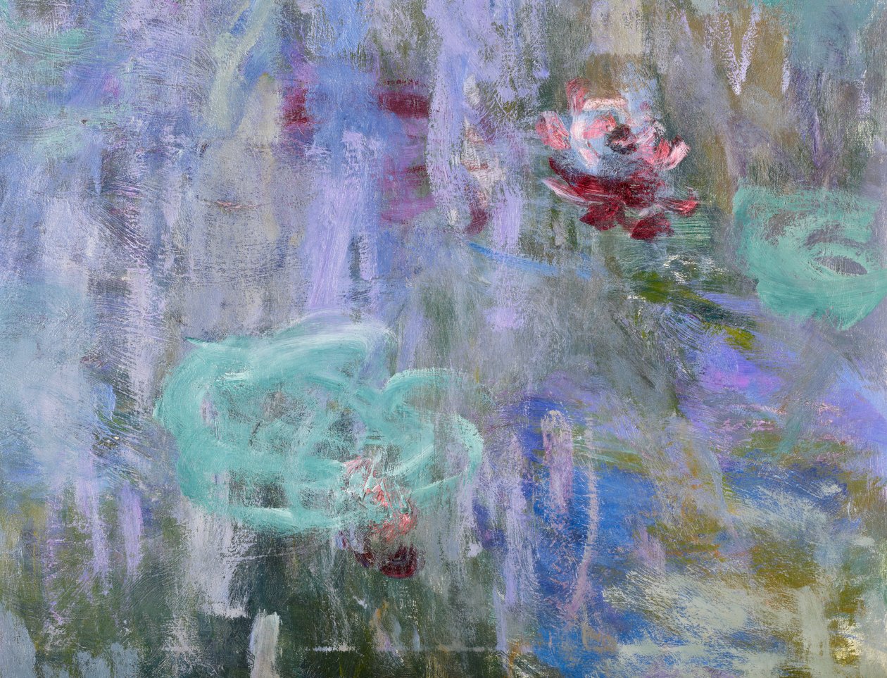 Waterlelies en reflecties van een wilgenboom, 1916-19 door Claude Monet