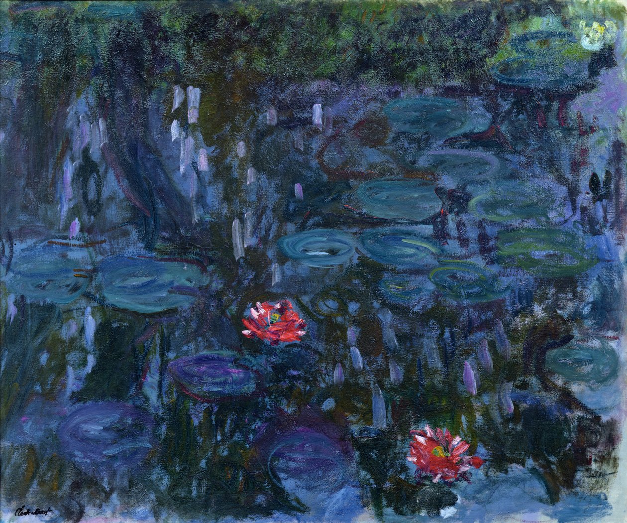 Waterlelies met reflecties van een wilgenboom, 1916-19 door Claude Monet