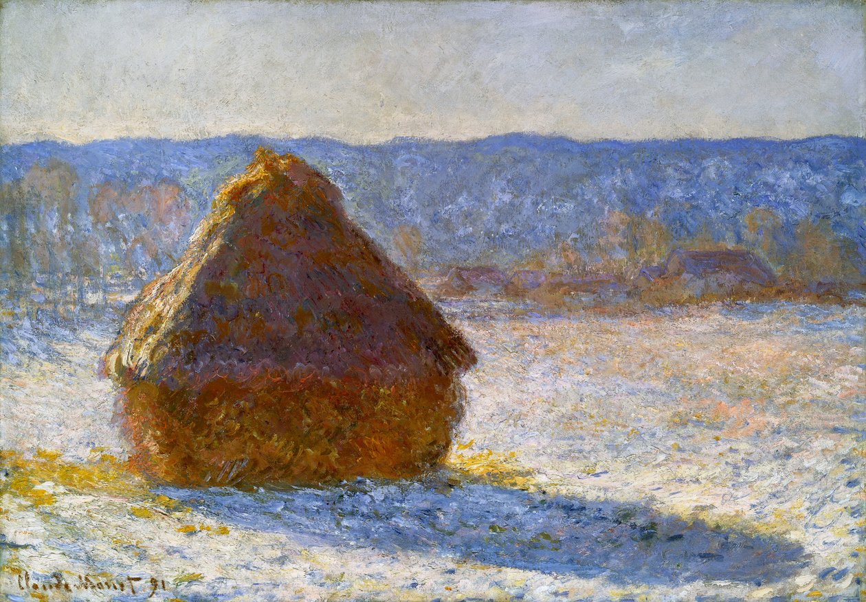Hooiberg in de Ochtendsneeuw door Claude Monet