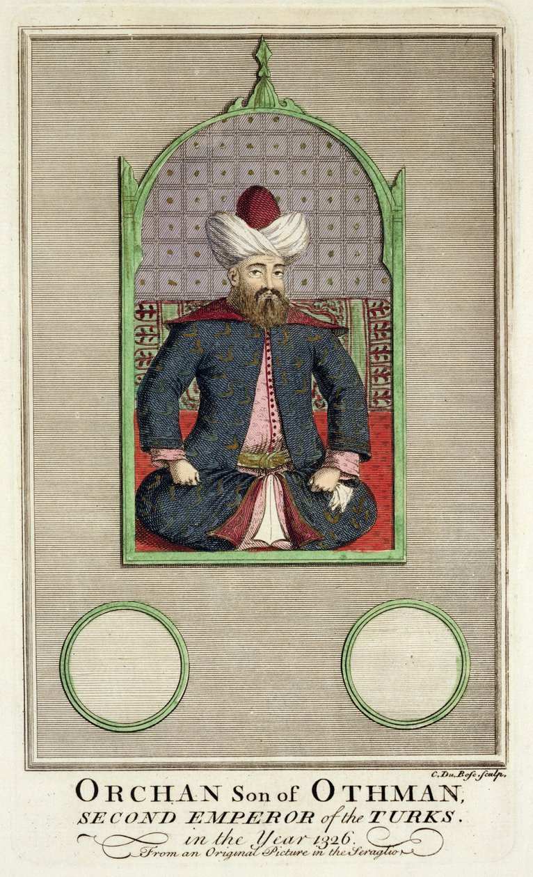 Orkhan (ca. 1288-ca. 1362) zoon van Osman, tweede keizer van de Turken in het jaar 1326, naar een origineel schilderij in het serail door Claude du Bose