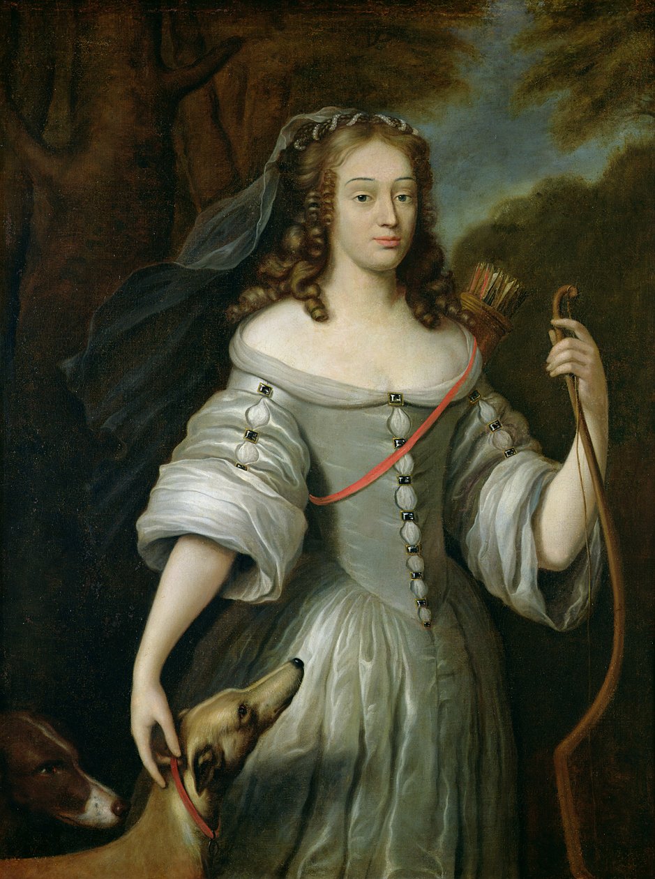 Portret van Francoise Louise de la Baume le Blanc (1644-1710) Hertogin van Vaujour, ook bekend als Mademoiselle de la Valliere door Claude (attr. to) Lefebvre