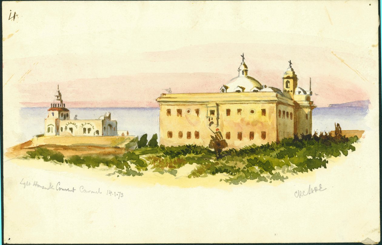 Vuurtoren en klooster, Carmel, 1873 door Claude Conder