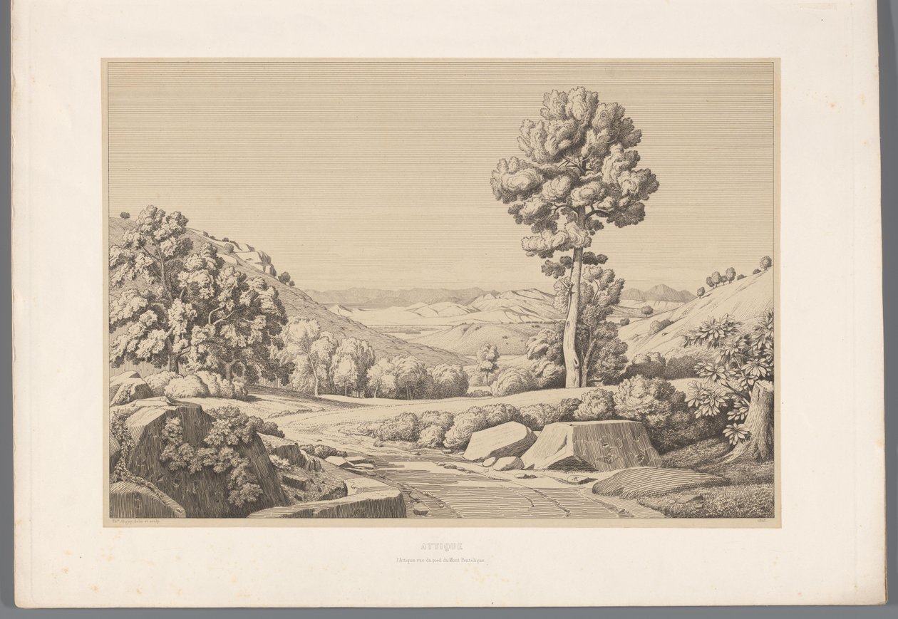 Landschap met weg door Claude Félix Théodore Caruelle d