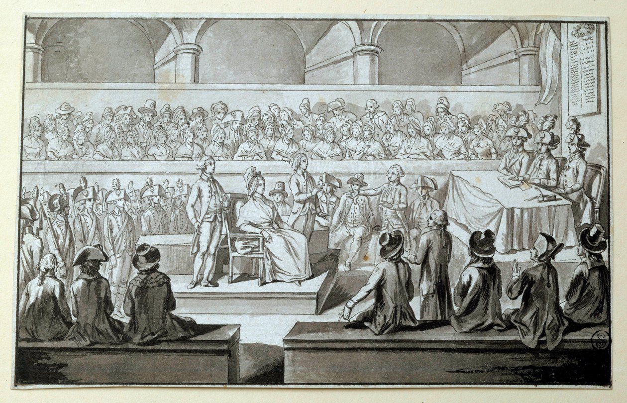 Koningin van Frankrijk Marie Antoinette voor het Revolutionaire Tribunaal door Claude Francois Chauveau Lagarde