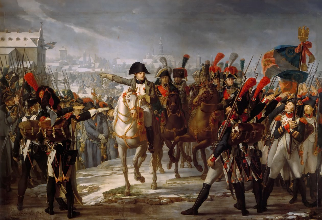 Napoleons toespraak tot het 2e Korps van de Grande Armée voor de aanval op Augsburg op 12 oktober door Claude Gautherot