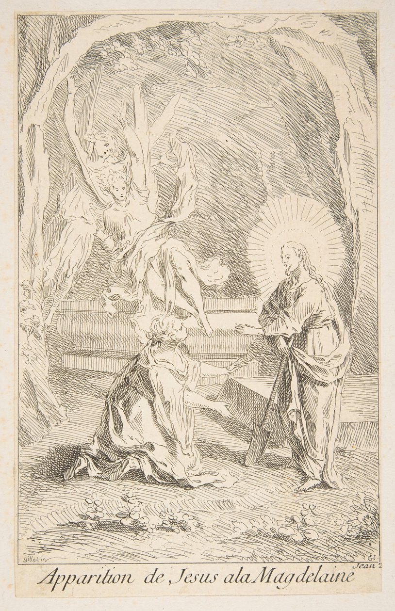 Christus verschijnt aan Maria Magdalena door Claude Gillot, Jacques Gabriel Huquier