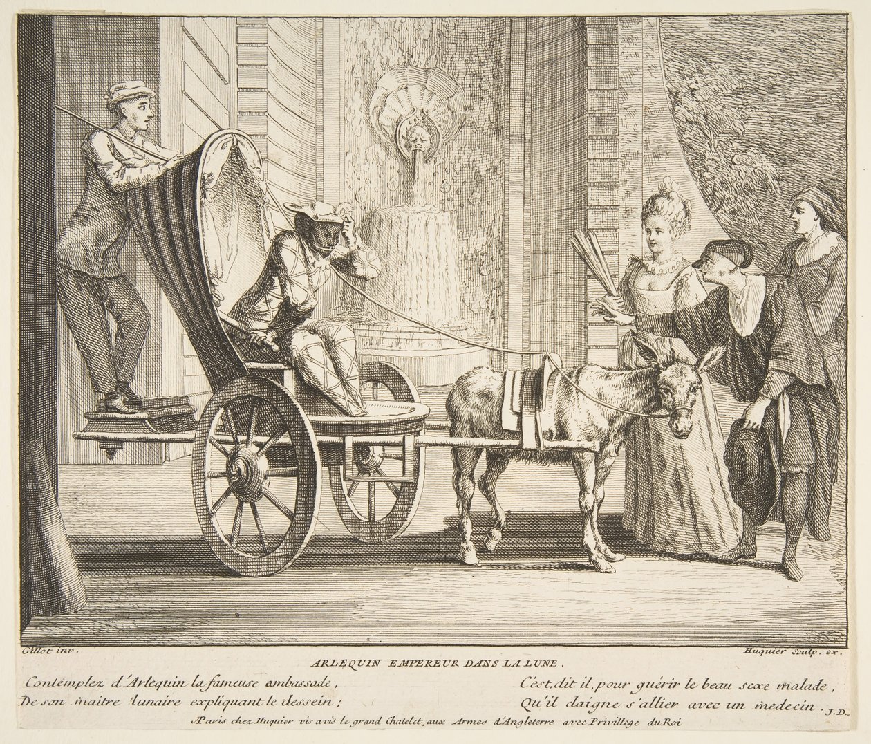 Harlekijn, Keizer op de maan door Claude Gillot, Jacques Gabriel Huquier