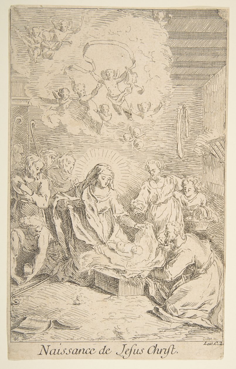 Geboorte. n.d. Makers: Claude Gillot, Jacques Gabriel Huquier door Claude Gillot, Jacques Gabriel Huquier