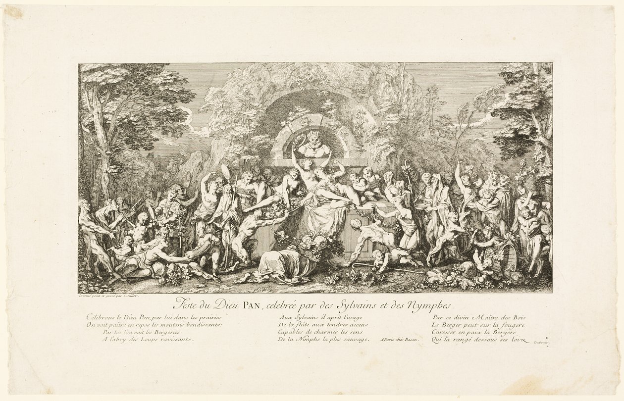 Festival van de God Pan, gevierd door de Sylvans door Claude Gillot
