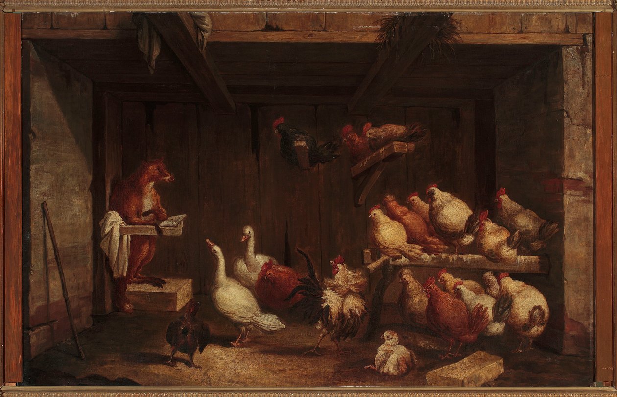 De preek van de vos aan de vogels door Claude Gillot