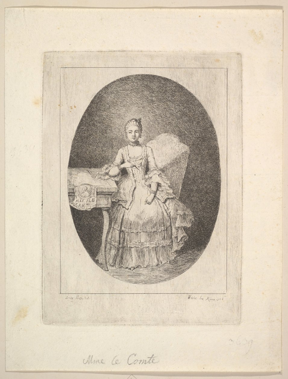 Portret van Marguerite Le Comte, 1764 door Claude Henri Watelet