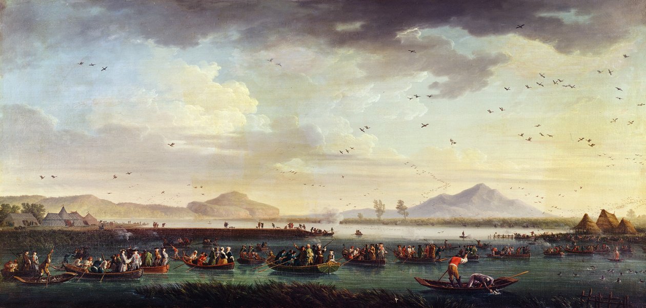 Karel III van Bourbon, koning van Spanje en van het Koninkrijk der Beide Siciliën eendenjacht bij het Patria-meer in 1746, 1749 door Claude Joseph Vernet