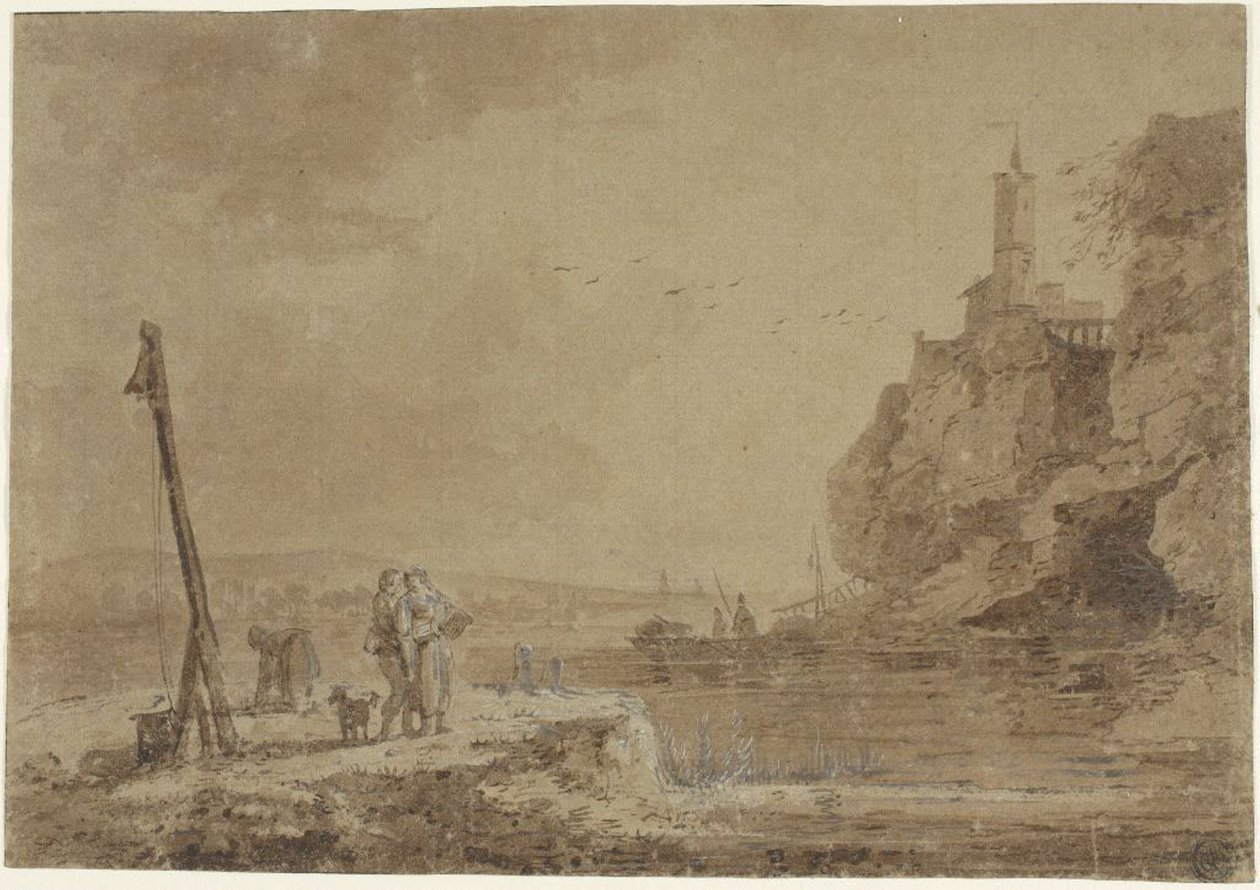 Kleine Haven Onder Kliffen door Claude Joseph Vernet