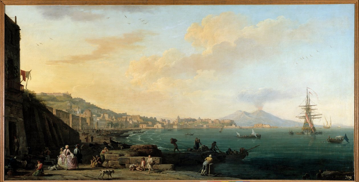 De baai van Napels met de Vesuvius door Claude Joseph Vernet