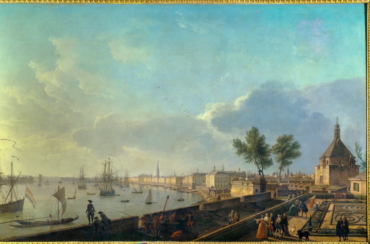De haven van Bordeaux met de vestingwerken door Claude Joseph Vernet