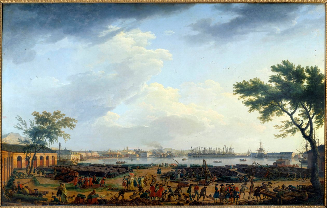 Uitzicht op de haven van Toulon en het Arsenaal door Claude Joseph Vernet