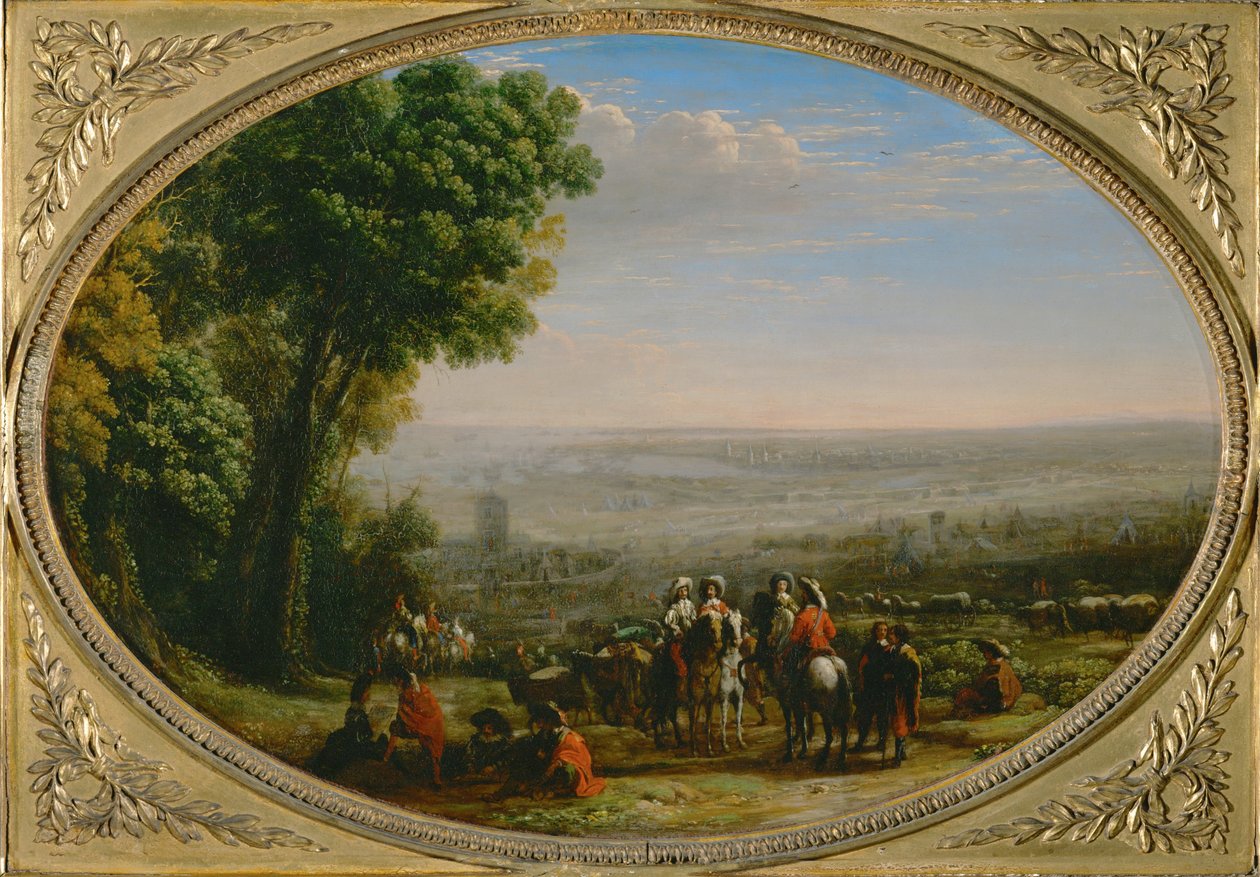 De belegering van La Rochelle. Louis XIII bij het beleg van La Rochelle ... door Claude Lorrain (1600 82)