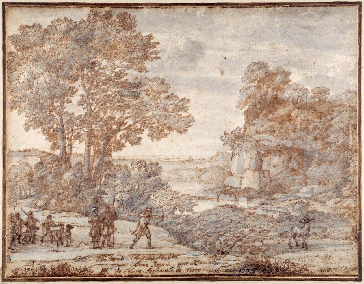Ascanius schiet het hert van Sylvia, ca. 1680 door Claude Lorrain