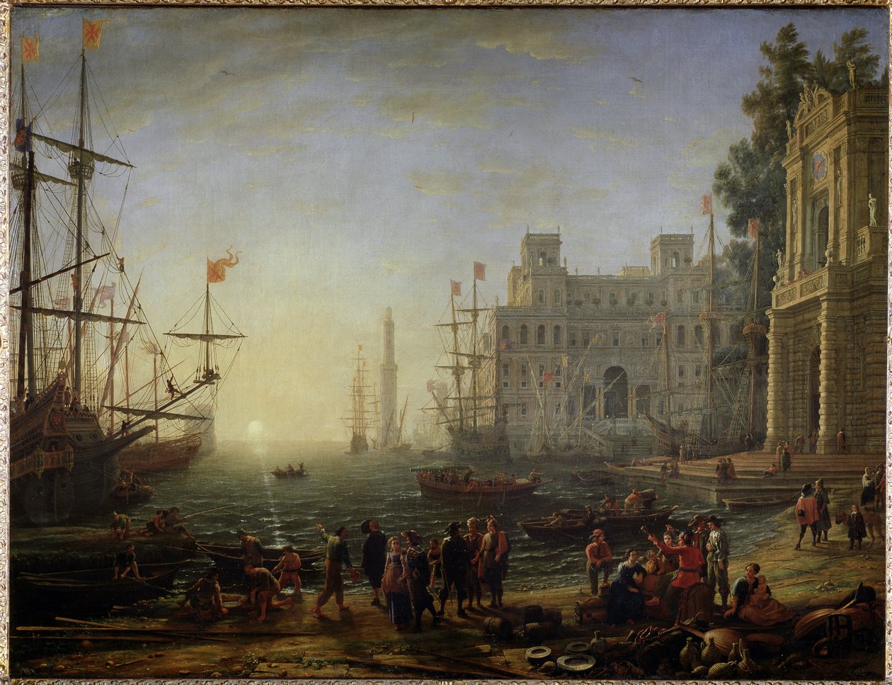 Haven met een villa Medicis door Claude Lorrain