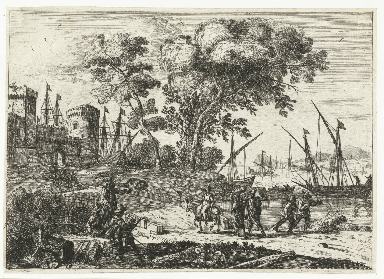 Kunstenaar aan het werk in een landschap door Claude Lorrain