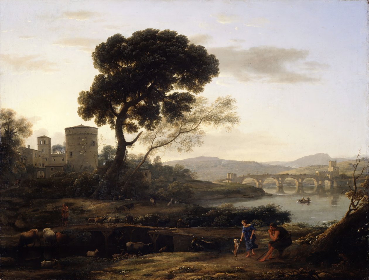 Landschap nabij Rome met Uitzicht op de Ponte Molle, 1645 door Claude Lorrain