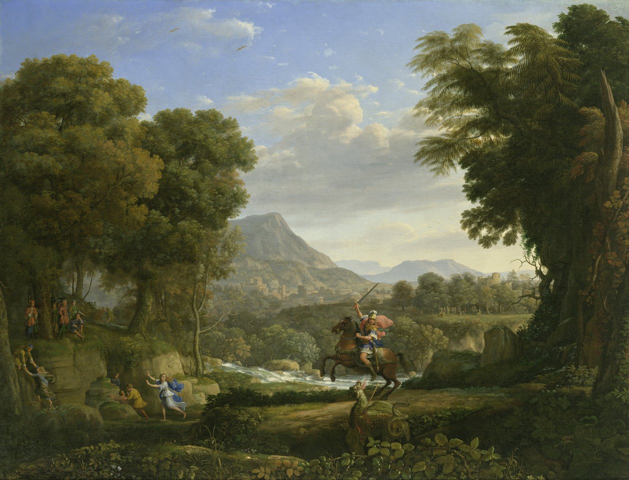Landschap met Sint Joris en de Draak door Claude Lorrain