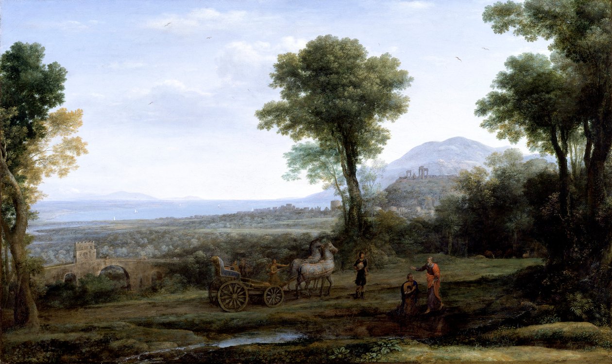 Landschap met St. Philip die de eunuch doopt, 1678 door Claude Lorrain
