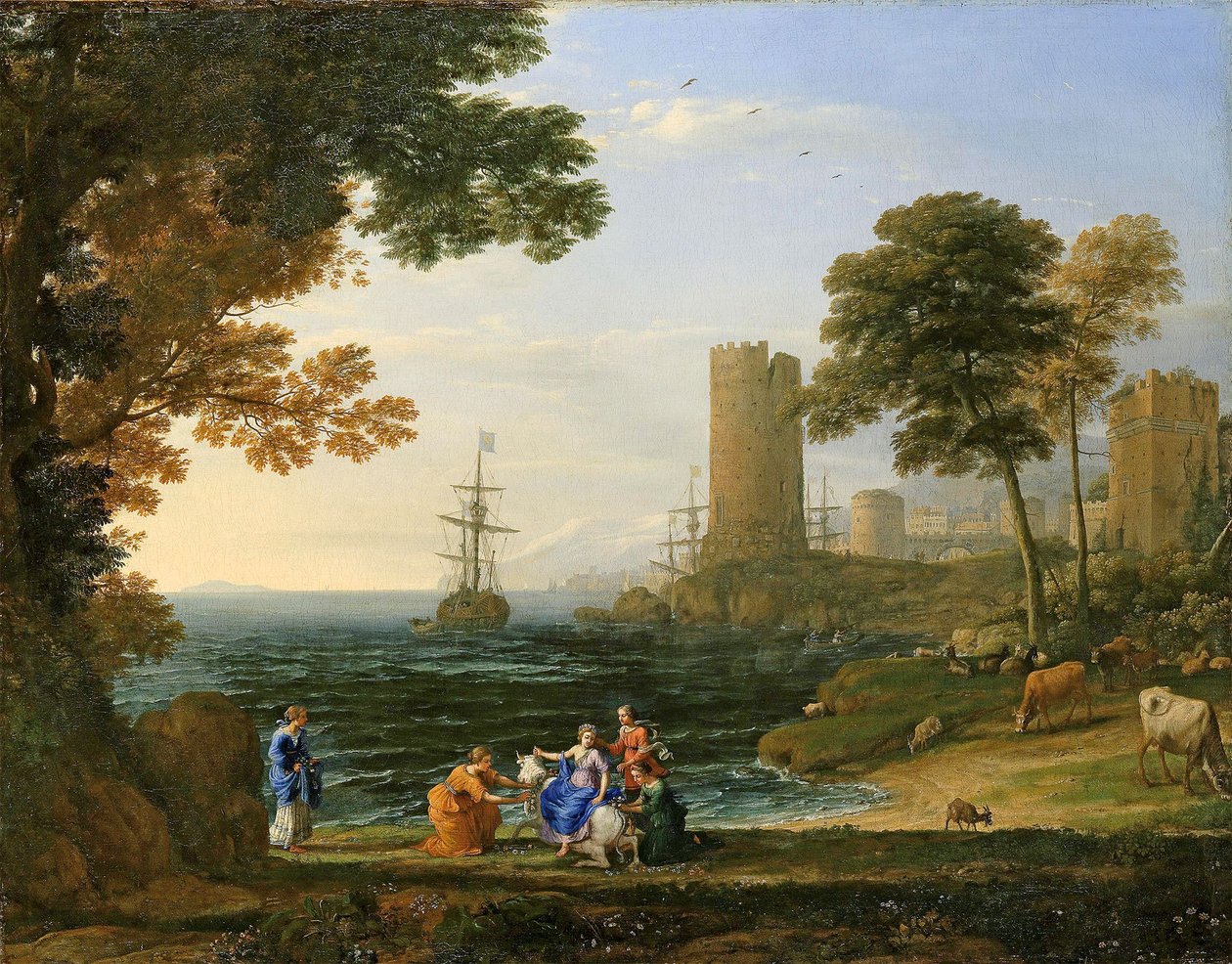 Landschap met de ontvoering van Europa door Jupiter door Claude Lorrain