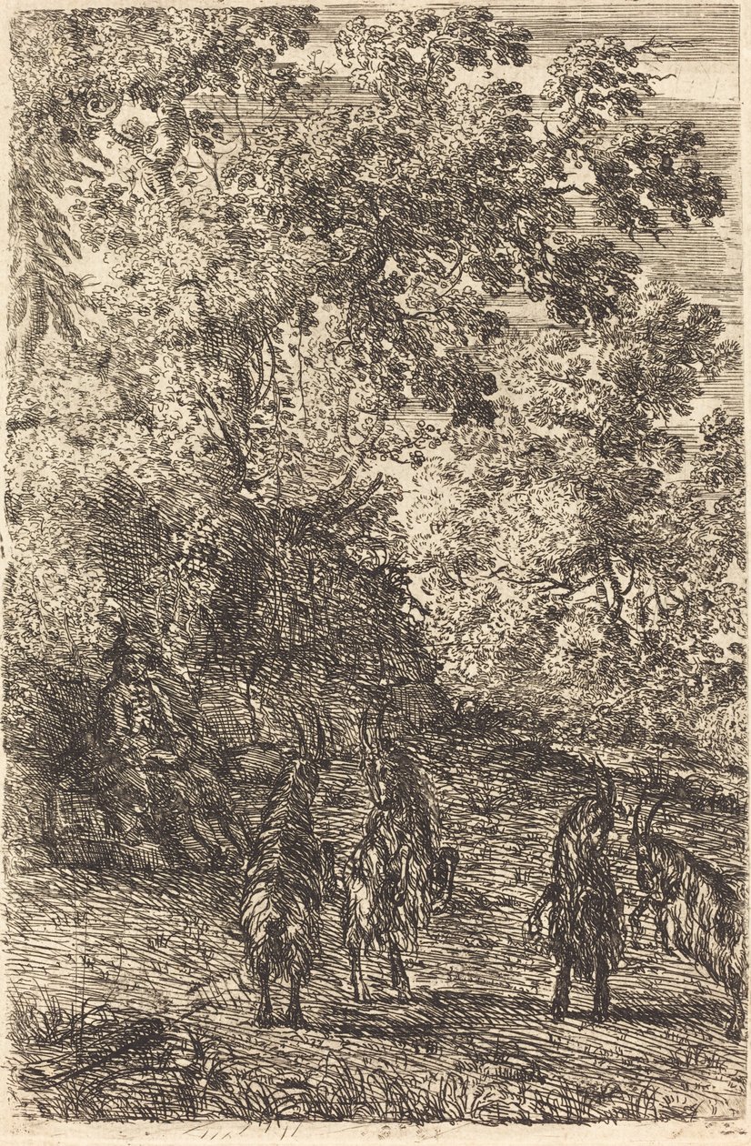 Herder met vier geiten door Claude Lorrain