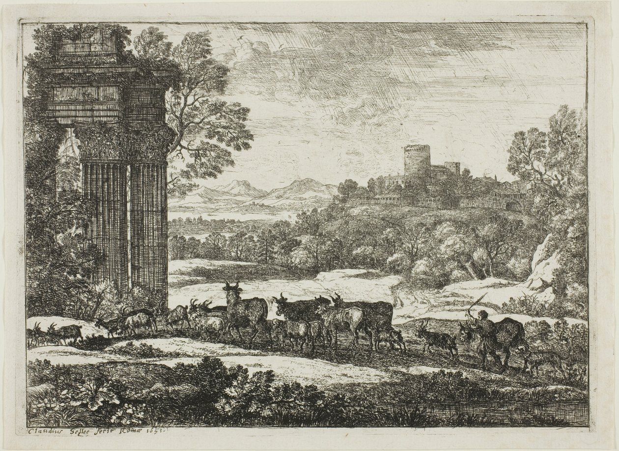 De kudde keert terug in stormachtig weer door Claude Lorrain
