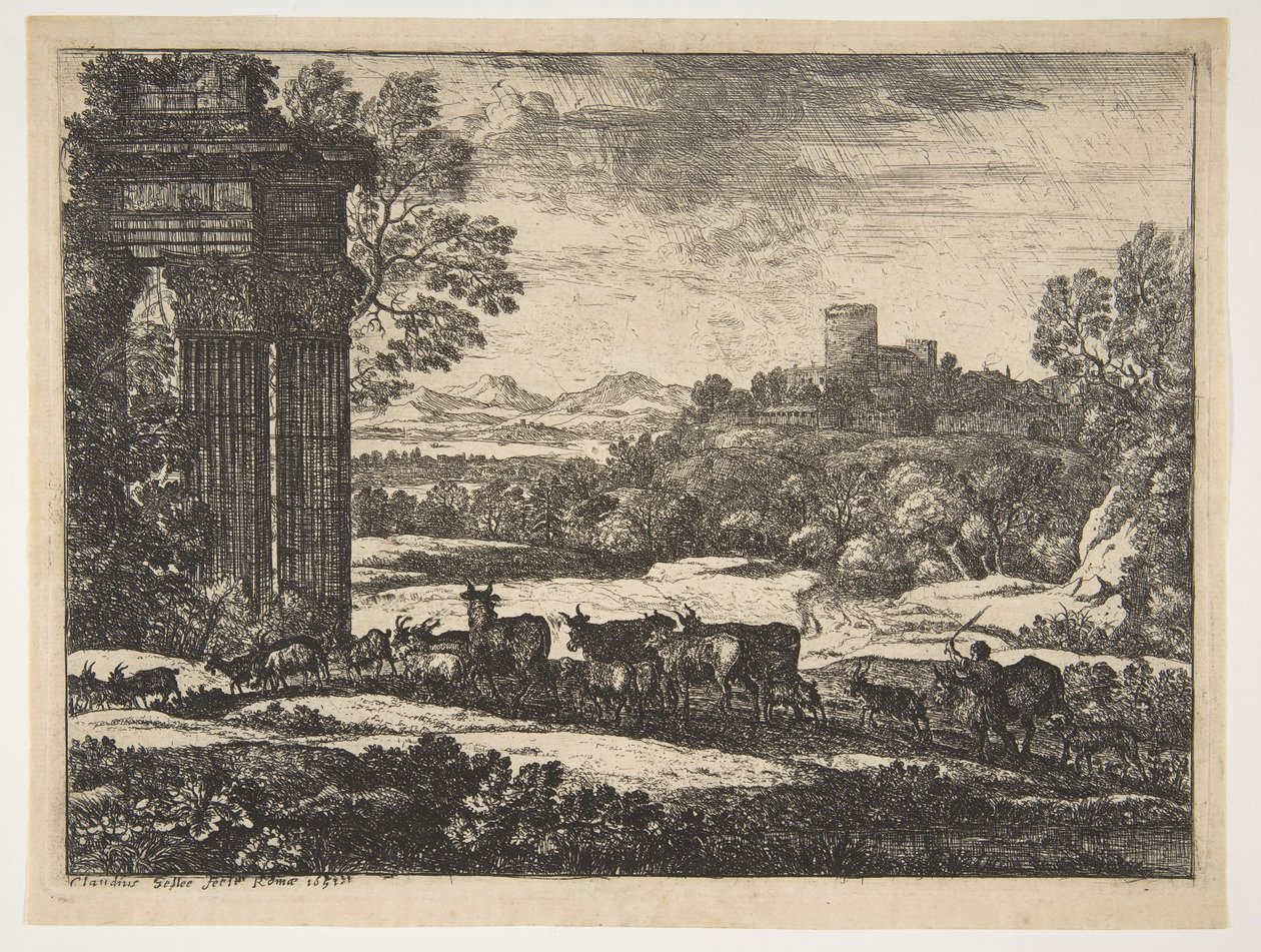 De kudde keert terug in stormachtig weer door Claude Lorrain